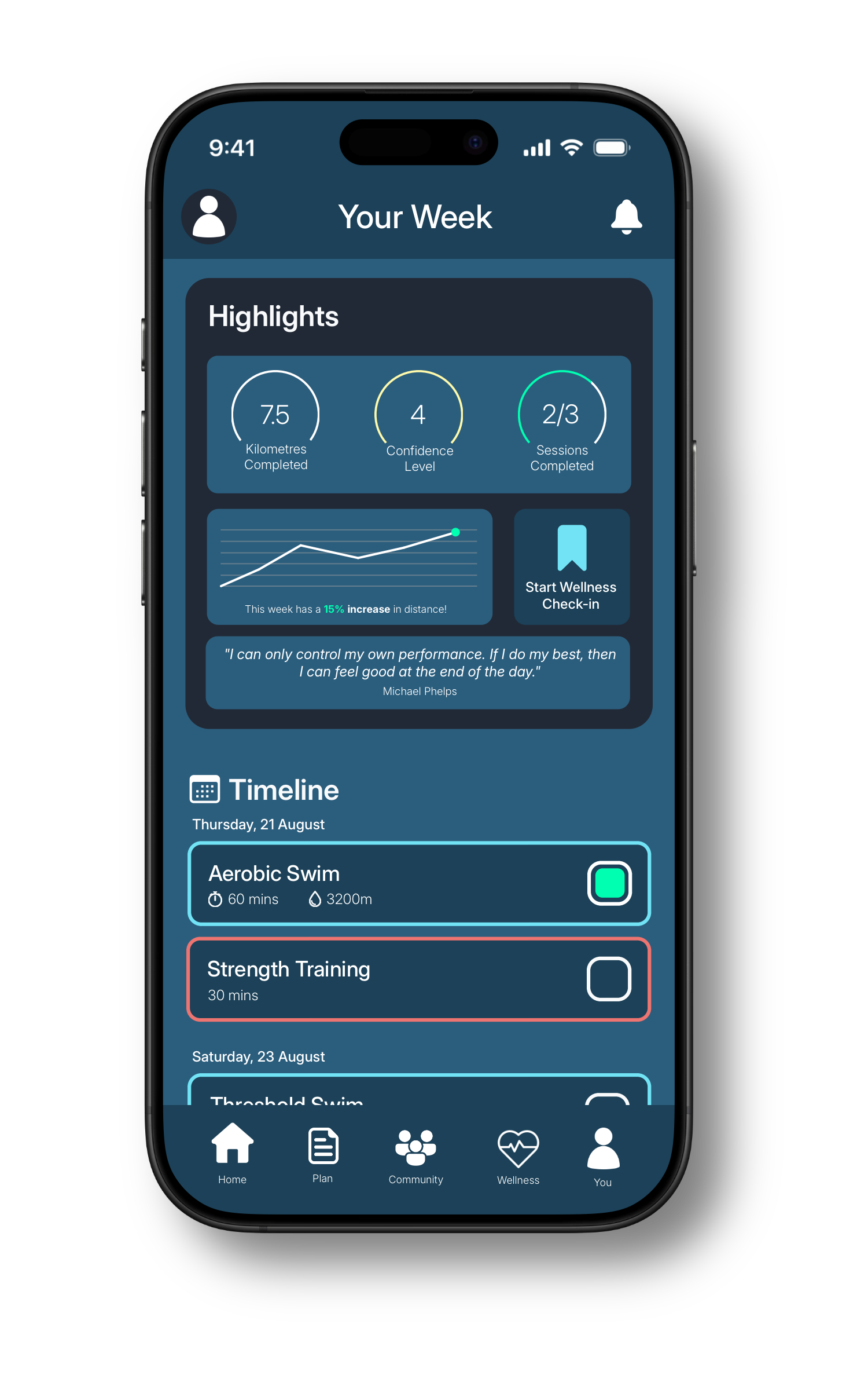 Eddy Swimming App Interface